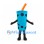 Bubble Tea Cup Mascot Costume in Blue with Orange Straw