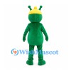 Green Alien Mascot Costume with Yellow Cap and Belly Patch