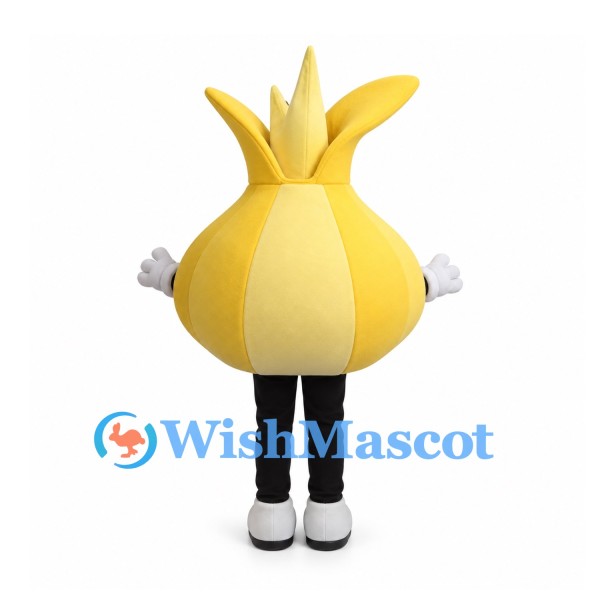 Yellow Onion Mascot Costume with Spiky Top