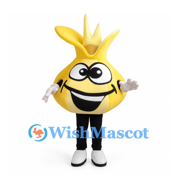 Yellow Onion Mascot Costume with Spiky Top