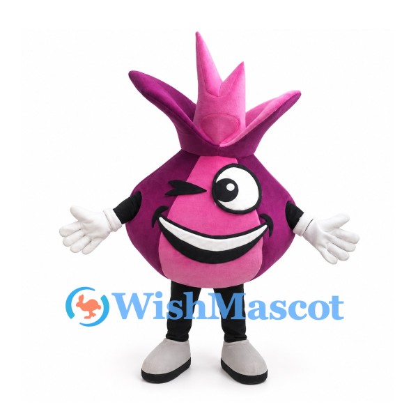 Purple Onion Mascot Costume with Spiky Top