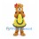Brown Bear Mascot Costume with Yellow Apron Dress and Hair Bows