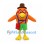Orange Bird Mascot Costume with Brown Top Hat and Green Shorts