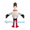 Stork Mascot Costume with Goggles and Orange Scarf