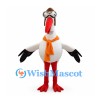 Stork Mascot Costume with Goggles and Orange Scarf
