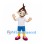 Boy Mascot Costume with Brown Spiky Hair and Blue Shorts