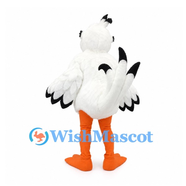 White Duck Mascot Costume with Black Wing Tips