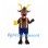 Brown Goat Mascot Costume with Yellow Horns and Blue Shorts
