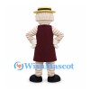Scarecrow Mascot Costume with Straw Hat and Burgundy Vest