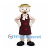 Scarecrow Mascot Costume with Straw Hat and Burgundy Vest