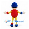 Clown Mascot Costume in Red and Yellow with Blue Cap