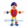 Clown Mascot Costume in Red and Yellow with Blue Cap