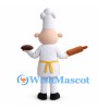 Chef Mascot Costume with White Hat and Yellow Apron