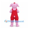 Pink Pig Mascot Costume with Red Overalls