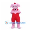 Pink Pig Mascot Costume with Red Overalls