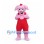 Pink Pig Mascot Costume with Red Overalls