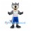 Gray Wolf Mascot Costume with White Sports Shirt and Blue Shorts