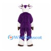 Purple Cow Mascot Costume with White Face and Gold Bell