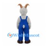 Gray Goat Mascot Costume with Blue Overalls