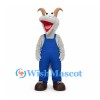 Gray Goat Mascot Costume with Blue Overalls