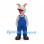 Gray Goat Mascot Costume with Blue Overalls