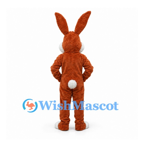 Brown Rabbit Mascot Costume with White Belly and Tail