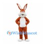 Brown Rabbit Mascot Costume with White Belly and Tail