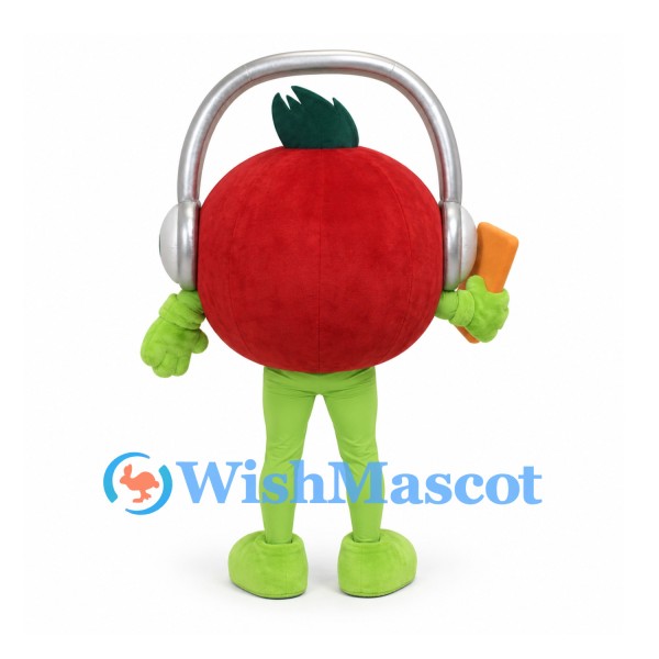 Tomato Mascot Costume with Blue Sunglasses and Large Headphones