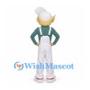 Boy Mascot Costume with White Overalls and Green Shirt