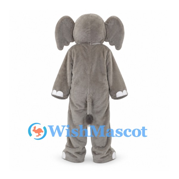 Gray Elephant Mascot Costume with Blue Ears and Belly