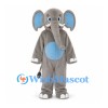 Gray Elephant Mascot Costume with Blue Ears and Belly
