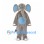 Gray Elephant Mascot Costume with Blue Ears and Belly