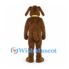 Brown Dog Mascot Costume with Tan Belly and Yellow Collar