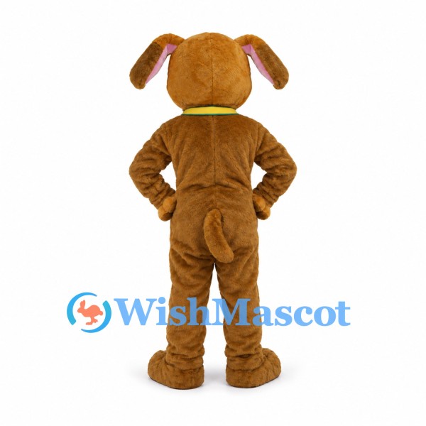 Brown Puppy Mascot Costume with Yellow Bib