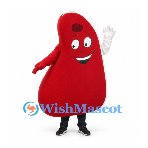 Red Kidney Mascot Costume with Smiling Face