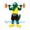 Green Crocodile Mascot Costume with Yellow Shirt and Barbell