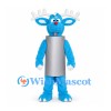 Blue Reindeer Mascot Costume with Silver Body Panel