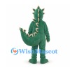 Green Dragon Mascot Costume with Beige Belly and Back Spikes