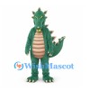 Green Dragon Mascot Costume with Beige Belly and Back Spikes