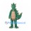 Green Dragon Mascot Costume with Beige Belly and Back Spikes