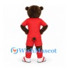 Brown Bear Mascot Costume with Red Sports Uniform