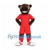 Brown Bear Mascot Costume with Red Sports Uniform