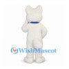 White Bear Mascot Costume with Blue Scarf