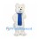 White Bear Mascot Costume with Blue Scarf
