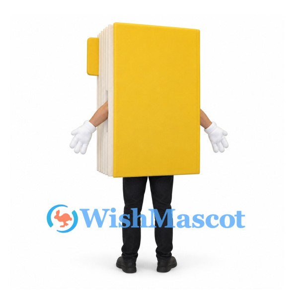 Yellow Book Mascot Costume with White Pages
