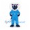 Blue Monster Mascot Costume with White Fur Collar and Tail Pom-Poms