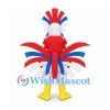 Rooster Mascot Costume with Red, White and Blue Tail Feathers