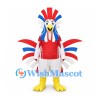Rooster Mascot Costume with Red, White and Blue Tail Feathers