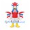 Rooster Mascot Costume with Red, White and Blue Tail Feathers