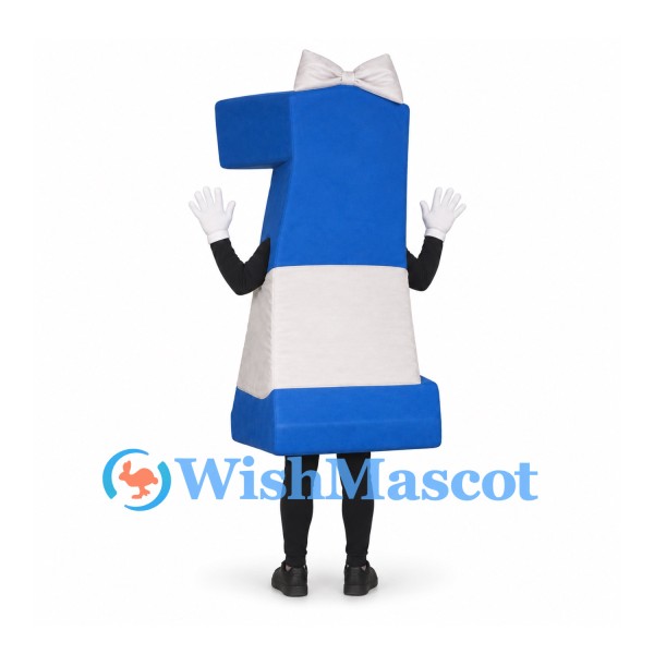 Number One Mascot Costume in Blue and White with Orange Lips